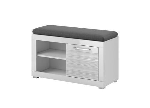 KLUPA ZA PREDSOBLJE  siva, bijela  drvni materijal  - bijela/srebrne boje, Basics, drvni materijal/metal (92/50/37cm) - Xora