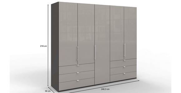 FALTTÜRENSCHRANK 250/216/58 cm 3-türig  - Chromfarben/Dunkelgrau, KONVENTIONELL, Glas/Holzwerkstoff (250/216/58cm) - Venda