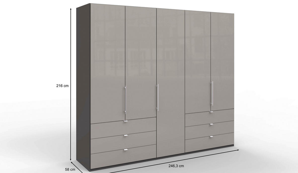 FALTTÜRENSCHRANK  in Hellgrau, Dunkelgrau  - Chromfarben/Dunkelgrau, KONVENTIONELL, Glas/Holzwerkstoff (250/216/58cm) - Venda