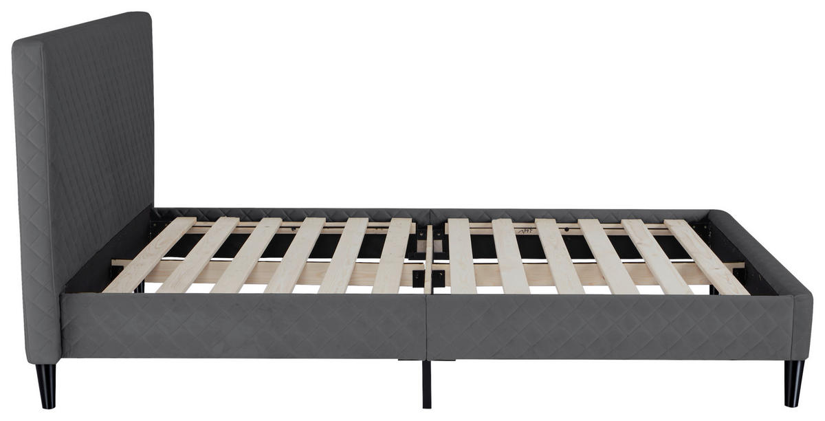 POLSTERBETT Lattenrost 140/200 cm  in Grau  - Schwarz/Naturfarben, Design, Holz/Kunststoff (140/200cm) - Boxxx