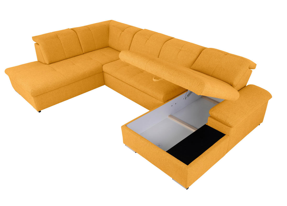 WOHNLANDSCHAFT Gelb  - Gelb/Grau, Design, Textil/Metall (173/328/215cm) - MID.YOU