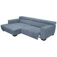 ECKSOFA in Webstoff Blau  182/279 cm  - Blau/Schwarz, KONVENTIONELL, Textil/Metall (182/279cm) - Hom`in