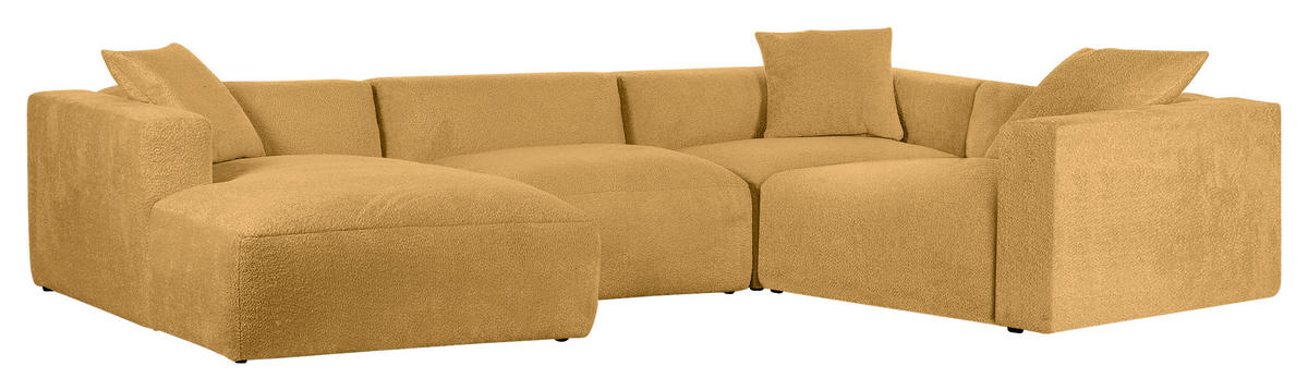 WOHNLANDSCHAFT Senfgelb Chenille  - Senfgelb/Schwarz, MODERN, Kunststoff/Textil (178/356/225cm) - Carryhome