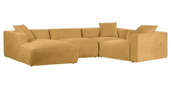 WOHNLANDSCHAFT  in Chenille Senfgelb  - Senfgelb/Schwarz, MODERN, Kunststoff/Textil (178/356/225cm) - Carryhome