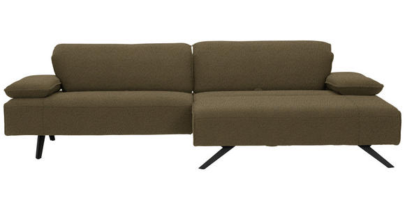 ECKSOFA Biella in Flachgewebe Dunkelgrün  280/165 cm  - Dunkelgrün/Anthrazit, Design, Textil/Metall (280/165cm) - Johann Jakob