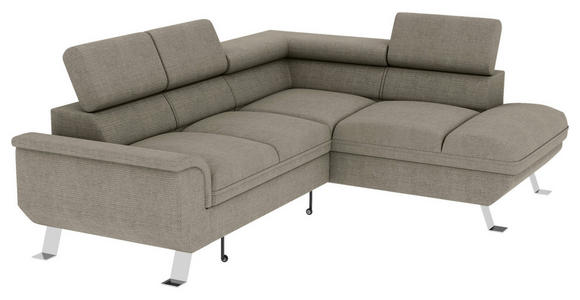 ECKSOFA Greige Struktur  - Greige/Silberfarben, KONVENTIONELL, Textil/Metall (268/207cm) - Carryhome