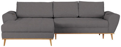 ECKSOFA in Webstoff Grau  - Eichefarben/Grau, Design, Holz/Textil (175/282cm) - Carryhome