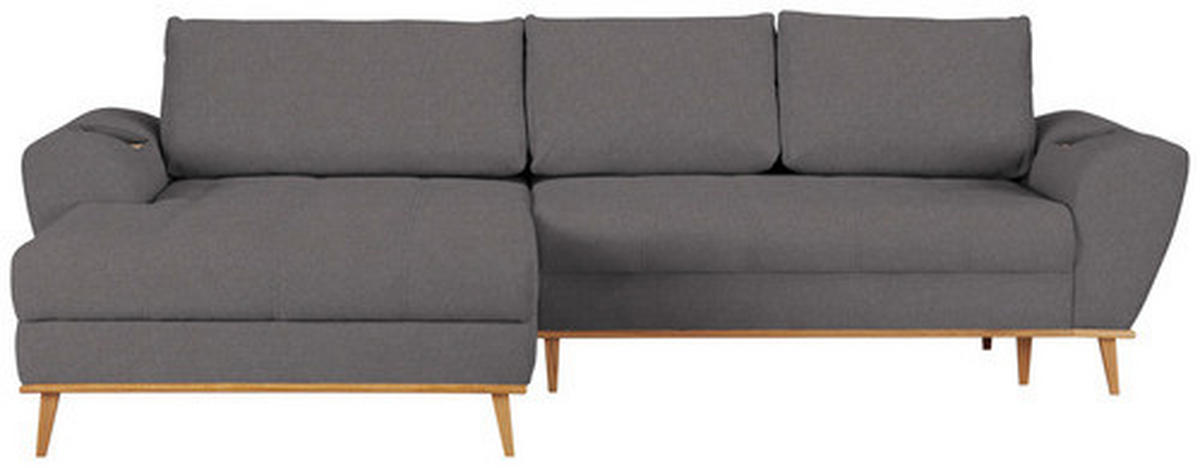 ECKSOFA in Webstoff Grau  - Eichefarben/Grau, Design, Holz/Textil (175/282cm) - Carryhome