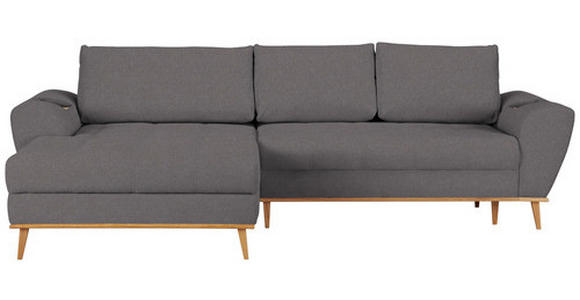 ECKSOFA in Webstoff Grau  - Eichefarben/Grau, Design, Holz/Textil (175/282cm) - Carryhome