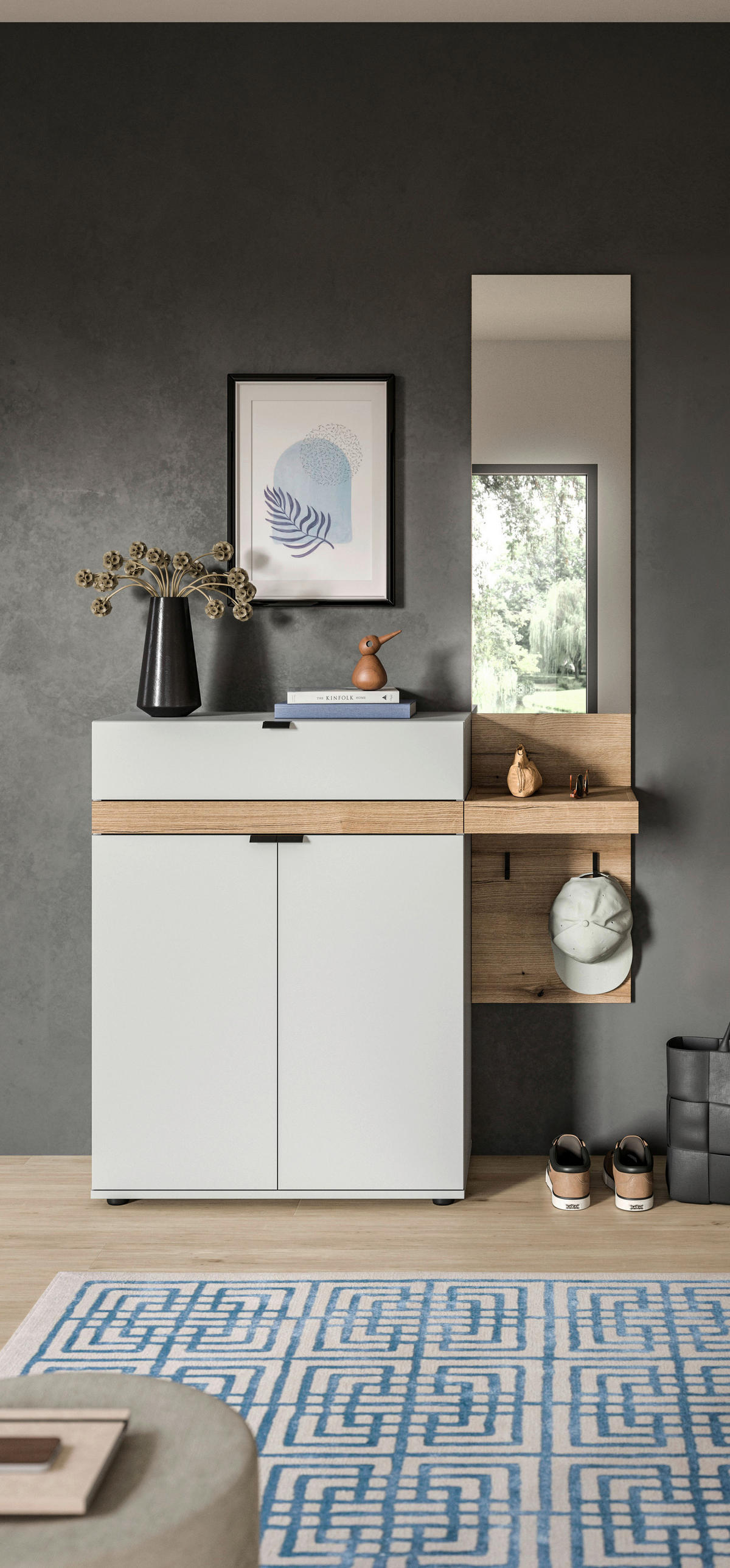 GARDEROBE 2-teilig  in 110/194/37 cm  - Eiche dunkel/Grau, Design, Holzwerkstoff (110/194/37cm) - Livetastic