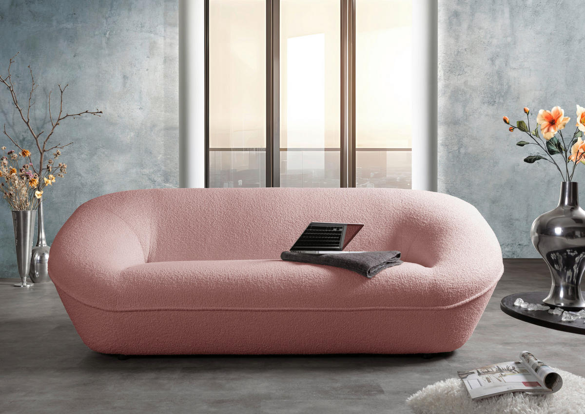 2-SITZER-SOFA in Flachgewebe Rosa  - Schwarz/Rosa, KONVENTIONELL, Kunststoff/Textil (223/79/94cm) - Carryhome