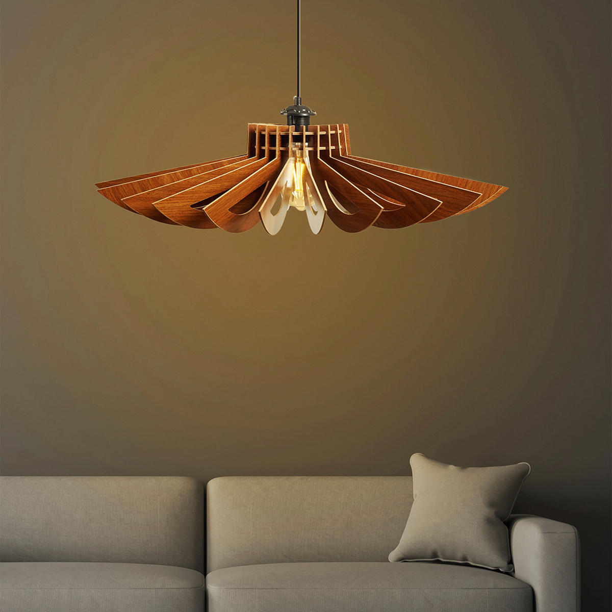 DECKENLEUCHTE     - Walnussfarben, Trend, Holz (68/68/50cm) - P & B
