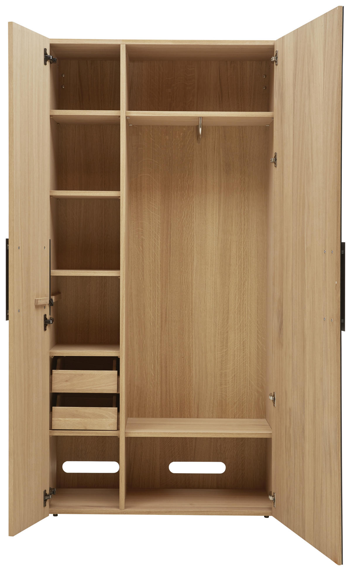 GARDEROBENSCHRANK  in 97,2/194/43,5 cm  - Eichefarben/Anthrazit, Natur, Glas/Holz (97,2/194/43,5cm) - Voglauer