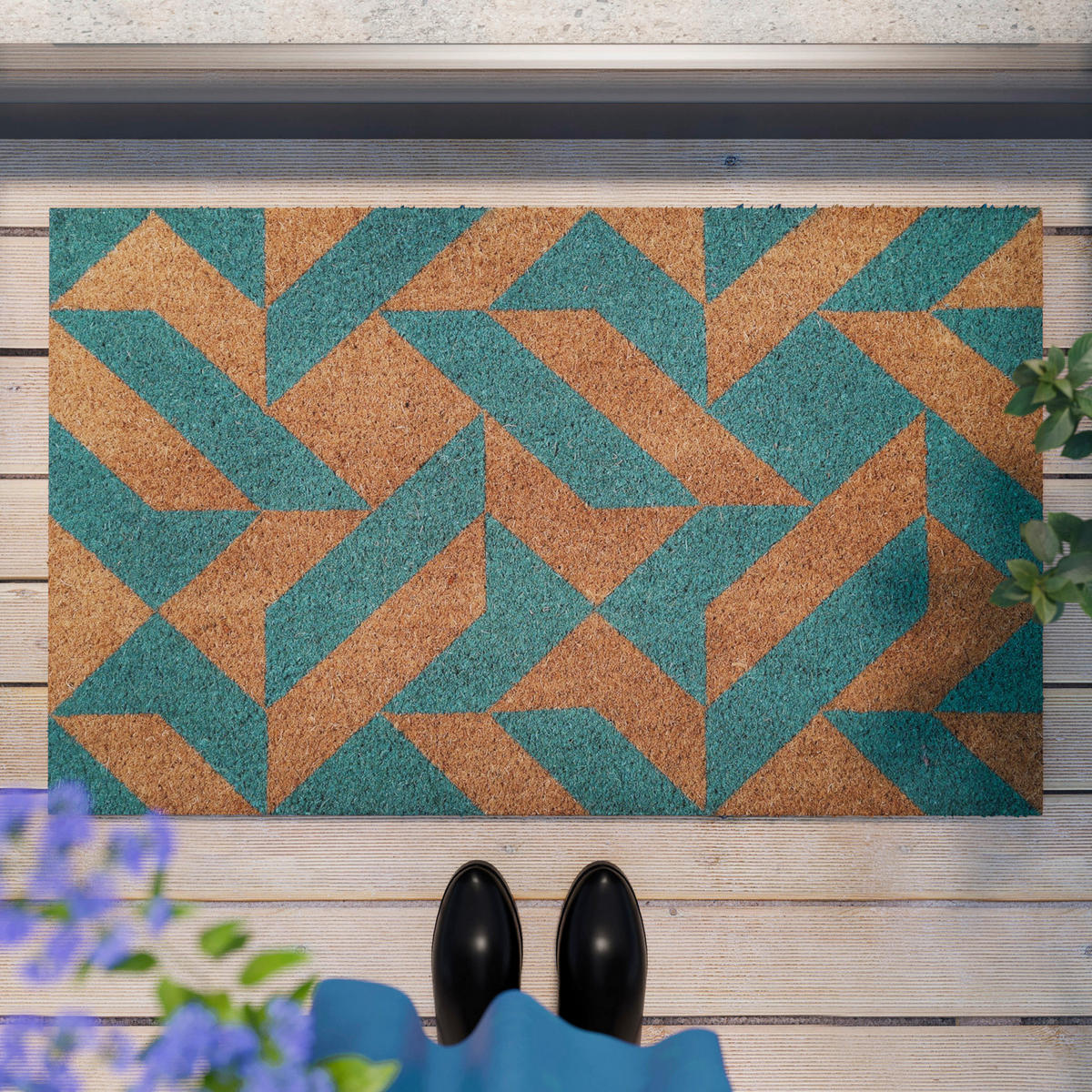 FUßMATTE 45/75 cm Mainstage  - Türkis/Hellbraun, KONVENTIONELL, Kunststoff/Textil (45/75cm) - WECON HOME