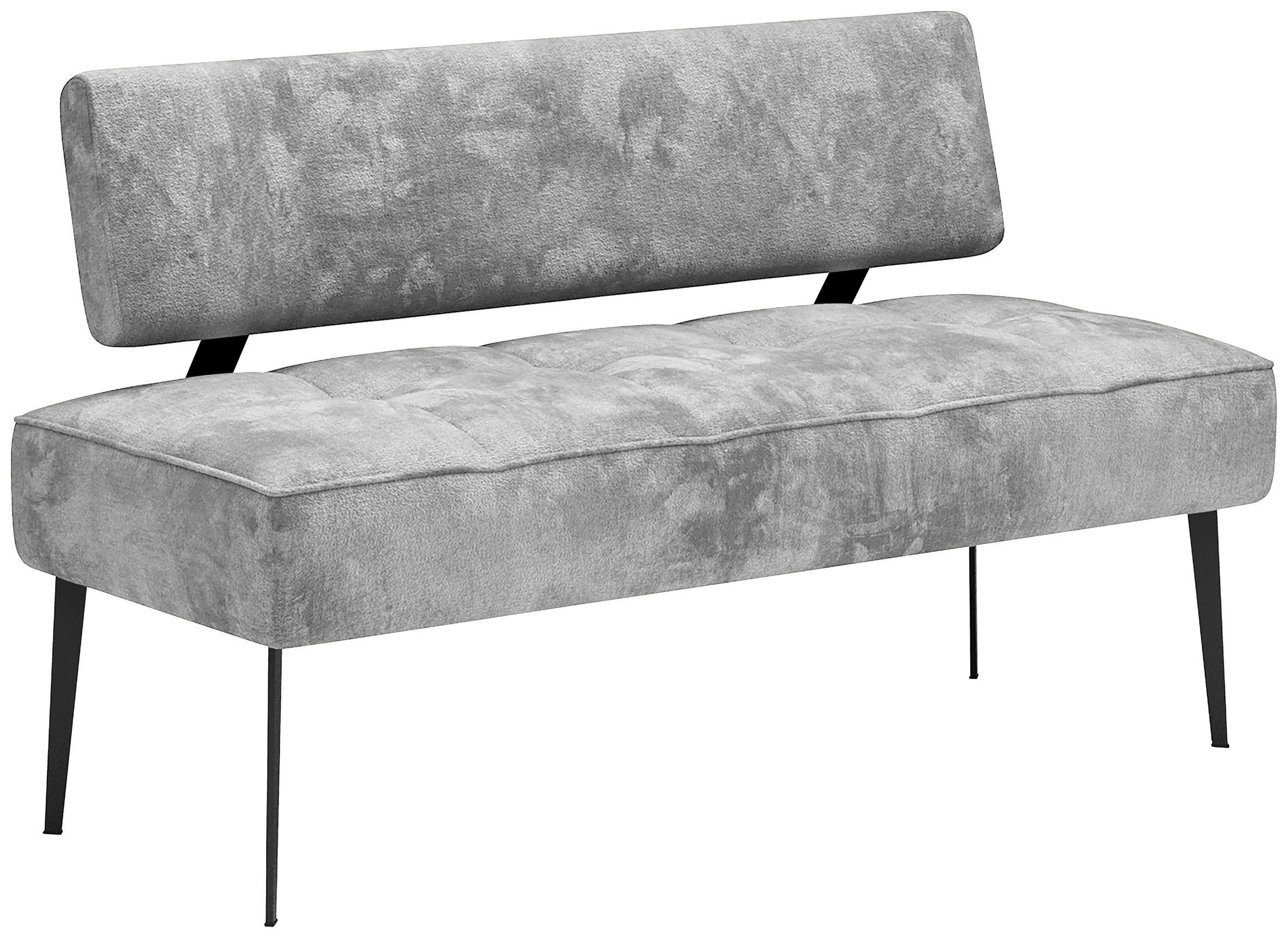 SITZBANK 162/90/65 cm Webstoff Grau, Hellgrau Metall  - Hellgrau/Schwarz, MODERN, Textil/Metall (162/90/65cm) - Welnova