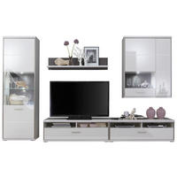 REGAL ZA DNEVNI BORAVAK siva, srebrne boje, bijela   - bijela/srebrne boje, Design, staklo/drvni materijal (321/201/52cm) - Livetastic