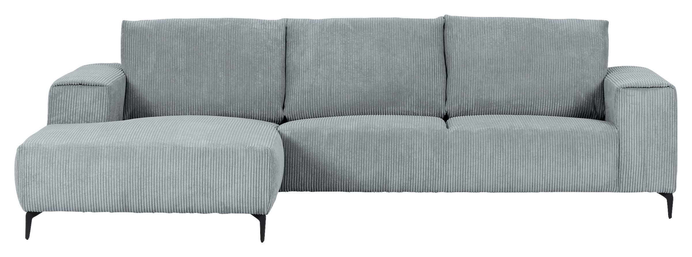 ECKSOFA in Cord Hellgrau  - Hellgrau/Schwarz, Konventionell, Textil/Metall (170/285cm) - Carryhome