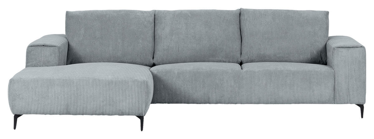 ECKSOFA in Cord Hellgrau  - Hellgrau/Schwarz, Konventionell, Textil/Metall (170/285cm) - Carryhome
