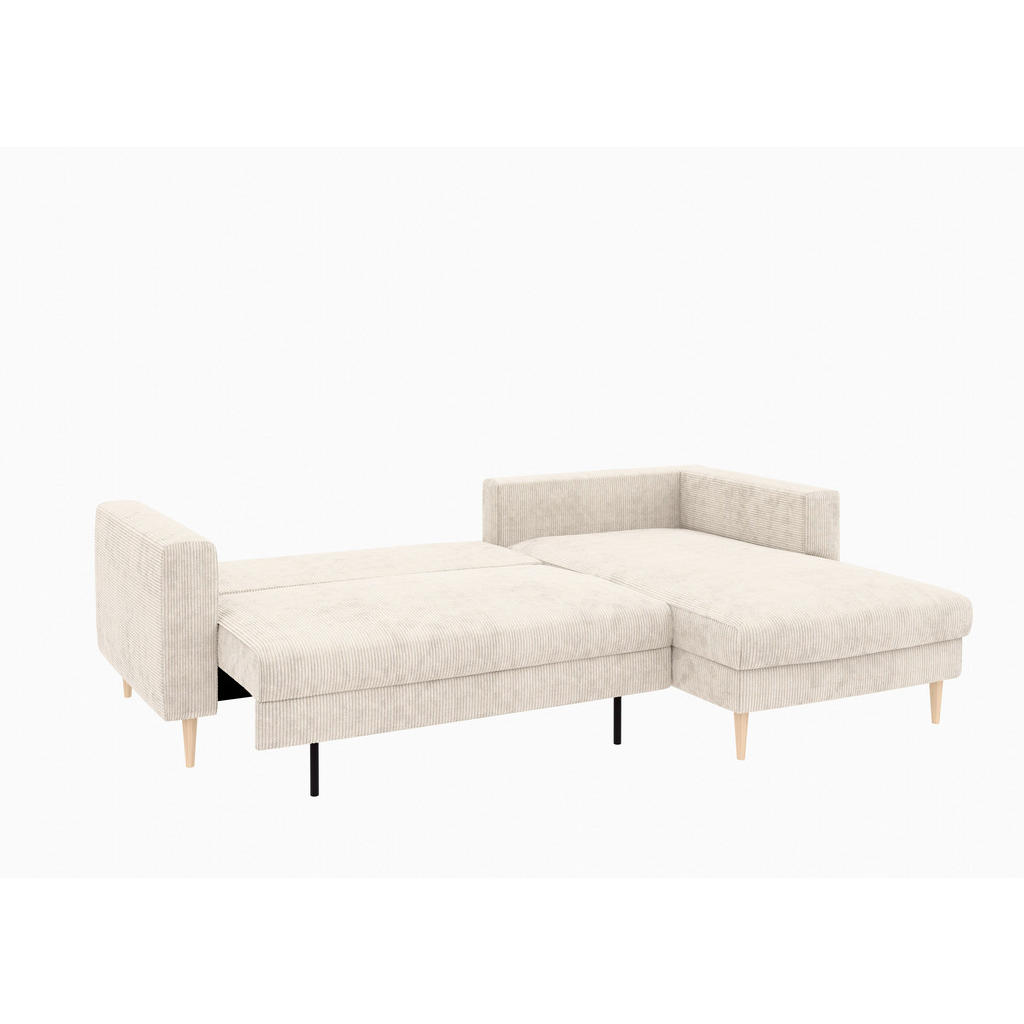 Thumbnail - Trendmanufaktur Eckschlafsofa, Creme, Textil, Buche, 4-Sitzer, 232x161 cm, Made in Europe, Rücken echt, Armteil links, r...
