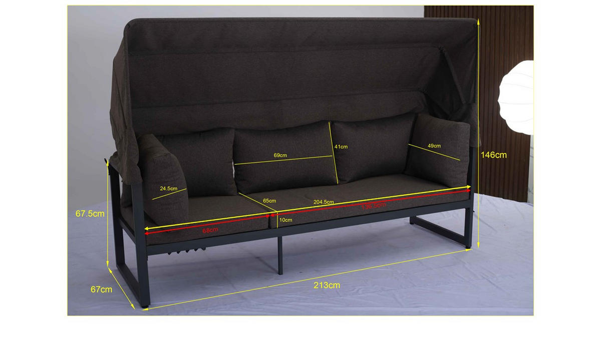 LOUNGE GARNITURA  antracit, taupe, boje tikovine   - boje tikovine/taupe, Konvencionalno, drvo/metal (213/146/120cm) - Ambia Garden
