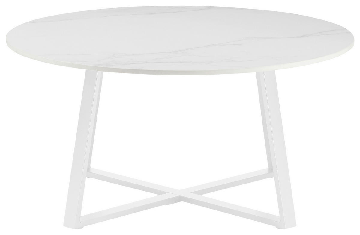 COUCHTISCH 80/80/40 cm rund Weiß  - Weiß, Design, Keramik/Metall (80/80/40cm) - Carryhome