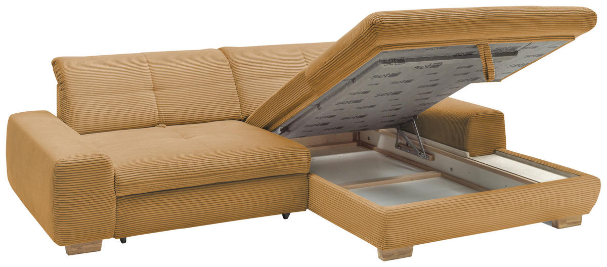 ECKSOFA Honig Cord  - Eichefarben/Honig, Design, Holz/Textil (276/198cm) - SetOne by Musterring