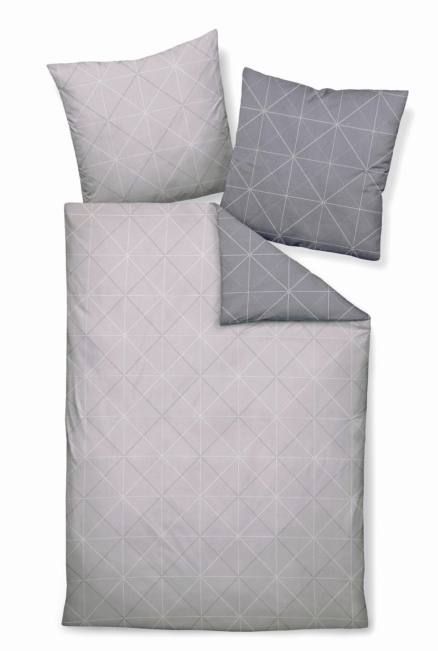 WENDEBETTWÄSCHE 155/220 cm DAVOS Biber  - Dunkelgrau/Hellgrau, Design, Textil (155/220cm) - Janine