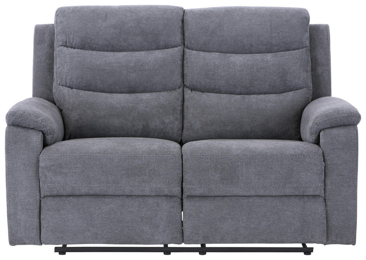 2-SITZER-SOFA Webstoff Grau  - Schwarz/Grau, KONVENTIONELL, Kunststoff/Textil (153/102/93cm) - P & B