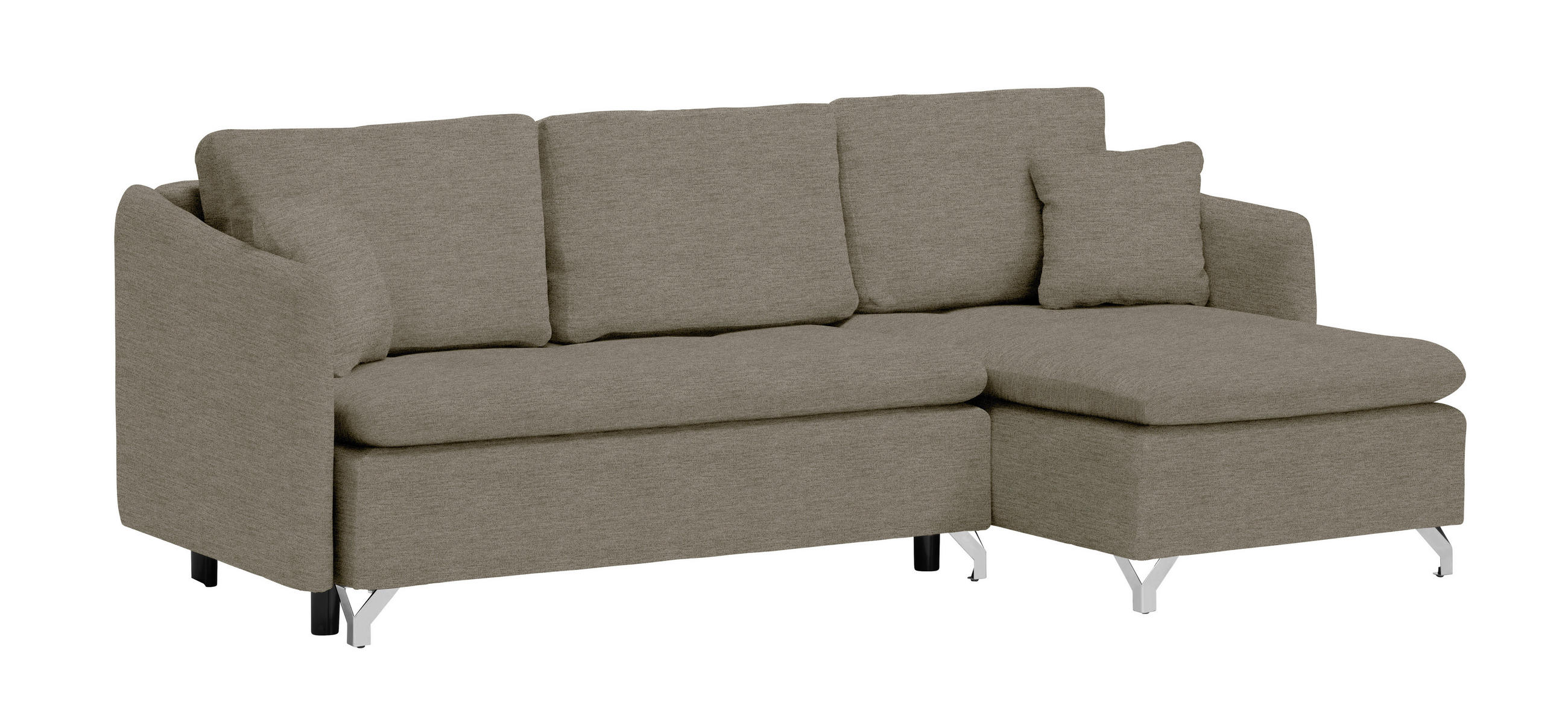 ECKSOFA Hellbraun Struktur  - Hellbraun/Silberfarben, Design, Textil/Metall (223/146cm) - Ti'me