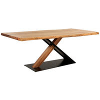 ESSTISCH 200/100/76 cm Echtholz  Holz, Metall schnell aufzubauende und stabile Arbeitsfläche rechteckig Schwarz, Akaziefarben  - Schwarz/Akaziefarben, Natur, Holz/Metall (200/100/76cm) - Linea Natura
