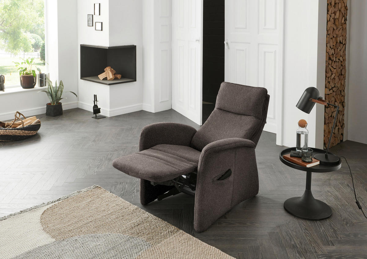 FERNSEHSESSEL in Chenille Graubraun  - Graubraun, Konventionell, Kunststoff/Textil (79-83/108/87cm) - Valdera