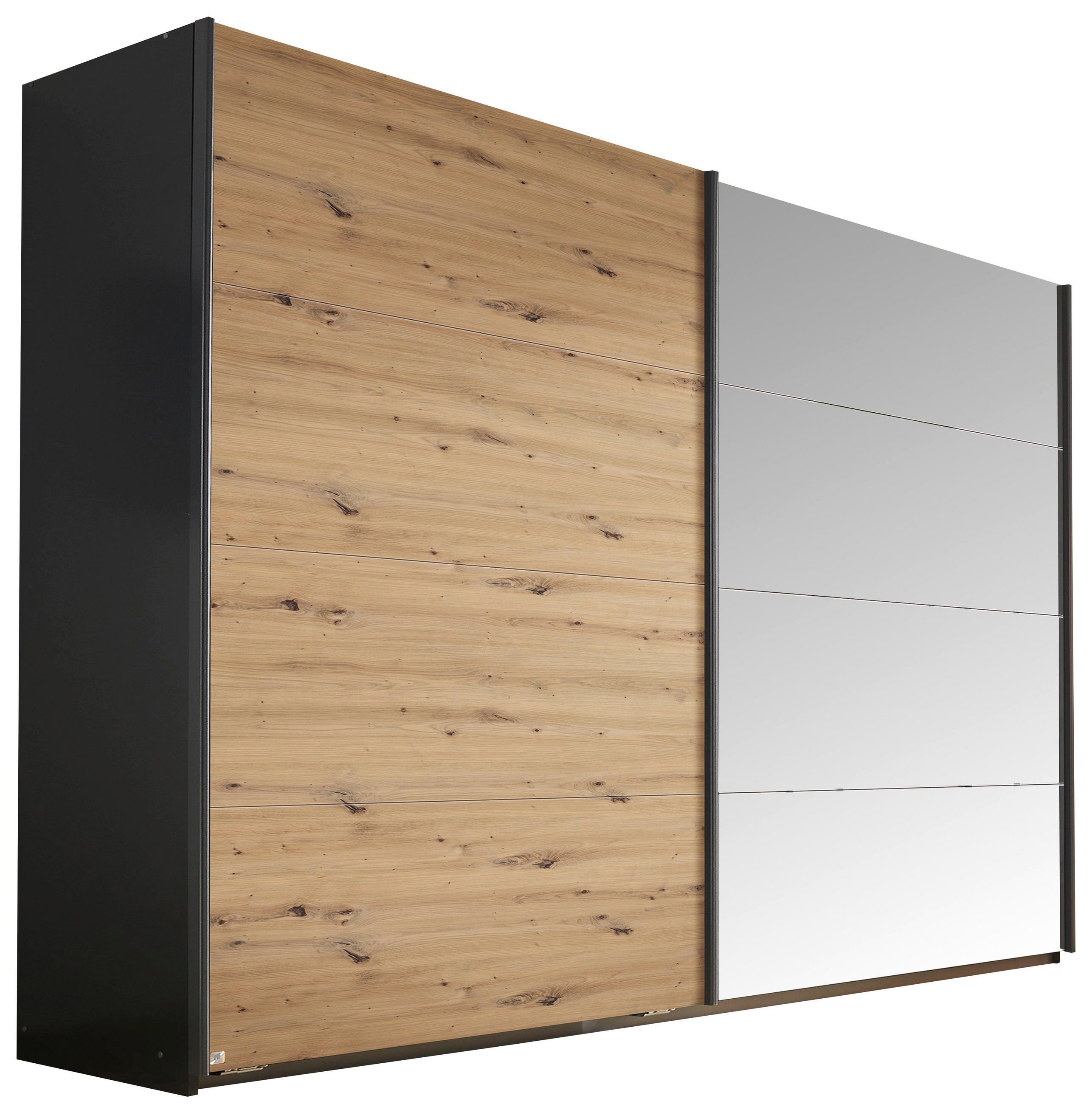 SCHWEBETÜRENSCHRANK 271/210/62 cm,  in Grau, Eiche Artisan, 2 Tür(en)  - Eiche Artisan/Grau, Basics, Glas/Holzwerkstoff (271/210/62cm) - Carryhome