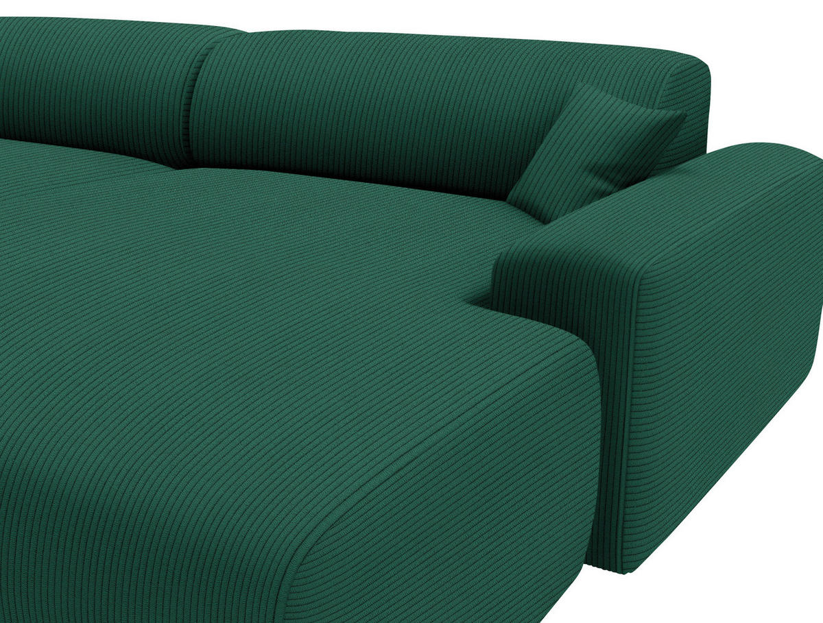 ECKSOFA in Velours, Feincord Waldgrün  - Waldgrün/Schwarz, Design, Kunststoff/Textil (292/178cm) - Livetastic