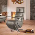 RELAXSESSEL in Leder Graubraun  - Chromfarben/Graubraun, Design, Leder/Metall (64/112/80cm) - Cantus