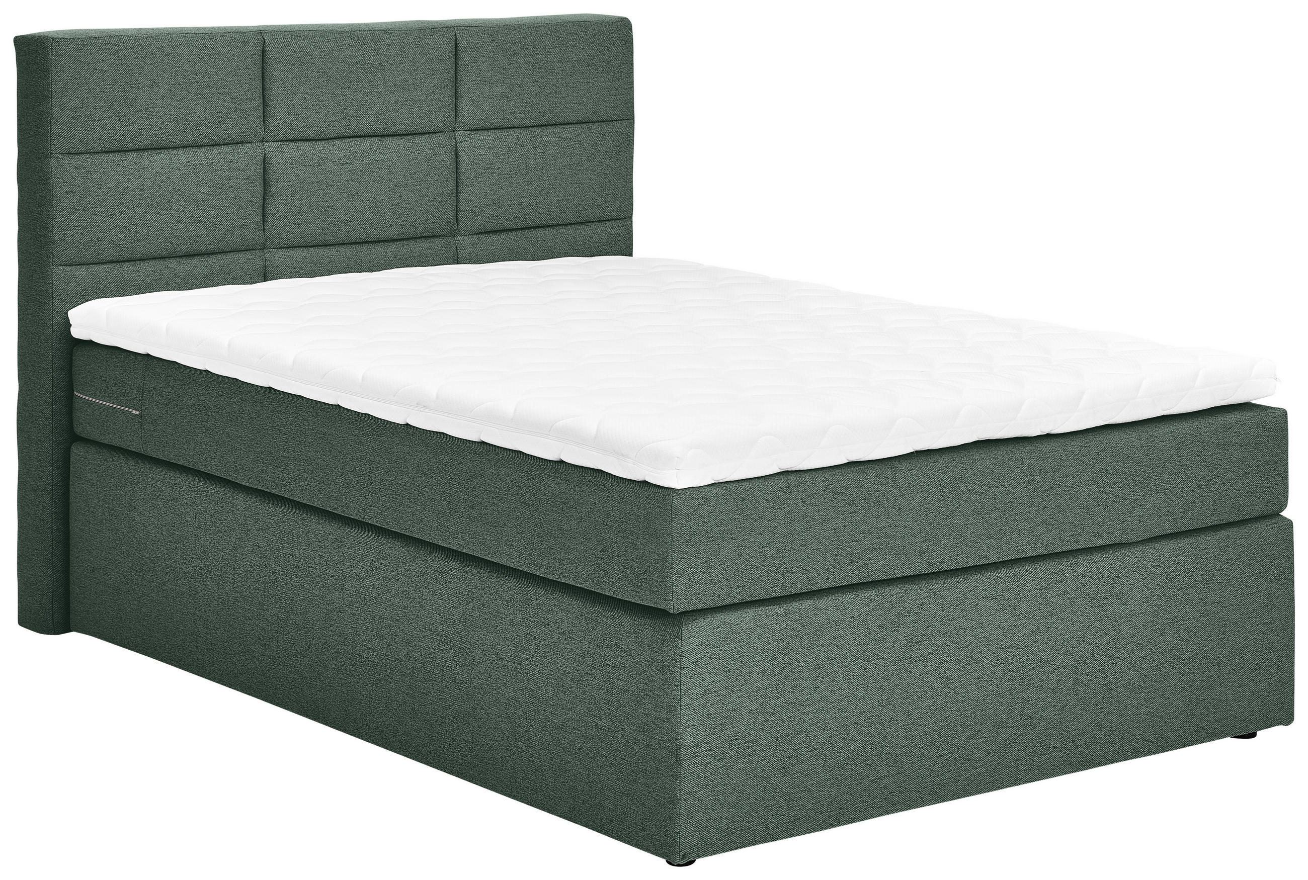 BOXSPRINGBETT 140/200 cm  in Dunkelgrün  - Dunkelgrün/Schwarz, Konventionell, Textil (140/200cm) - Carryhome