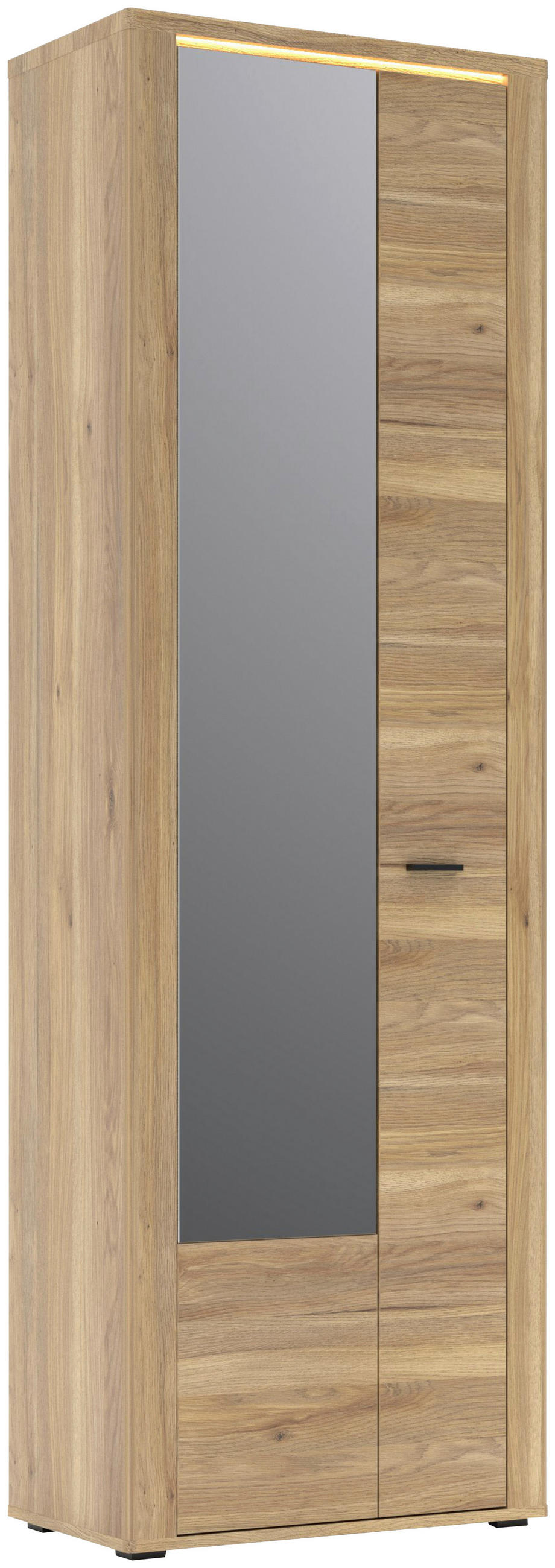 GARDEROBENSCHRANK  in 65/204/38 cm  - Eichefarben/Schwarz, KONVENTIONELL, Glas/Holzwerkstoff (65/204/38cm) - Xora