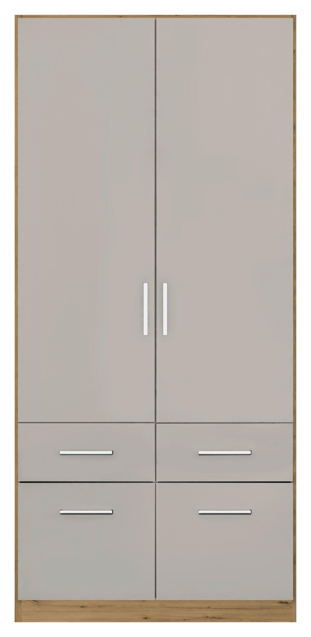DREHTÜRENSCHRANK 91/197/54 cm 2-türig Hellgrau, Eiche Artisan  - Chromfarben/Hellgrau, MODERN, Holzwerkstoff/Kunststoff (91/197/54cm) - Rauch Möbel