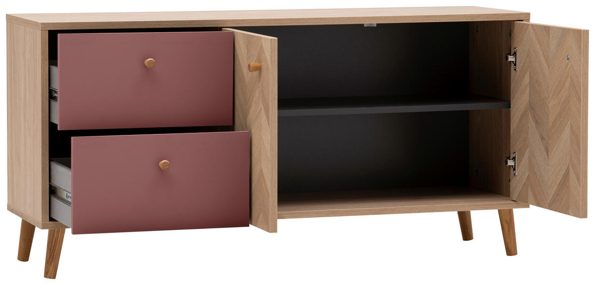 LOWBOARD  109/54,1/33,05 cm 2 Schublade(n) Beimöbel erhältlich, stehend, in verschiedenen Größen erhältlich, in verschiedenen Holzdekoren erhältlich  - Eichefarben/Mauve, Design, Holz/Holzwerkstoff (109/54,1/33,05cm) - MID.YOU