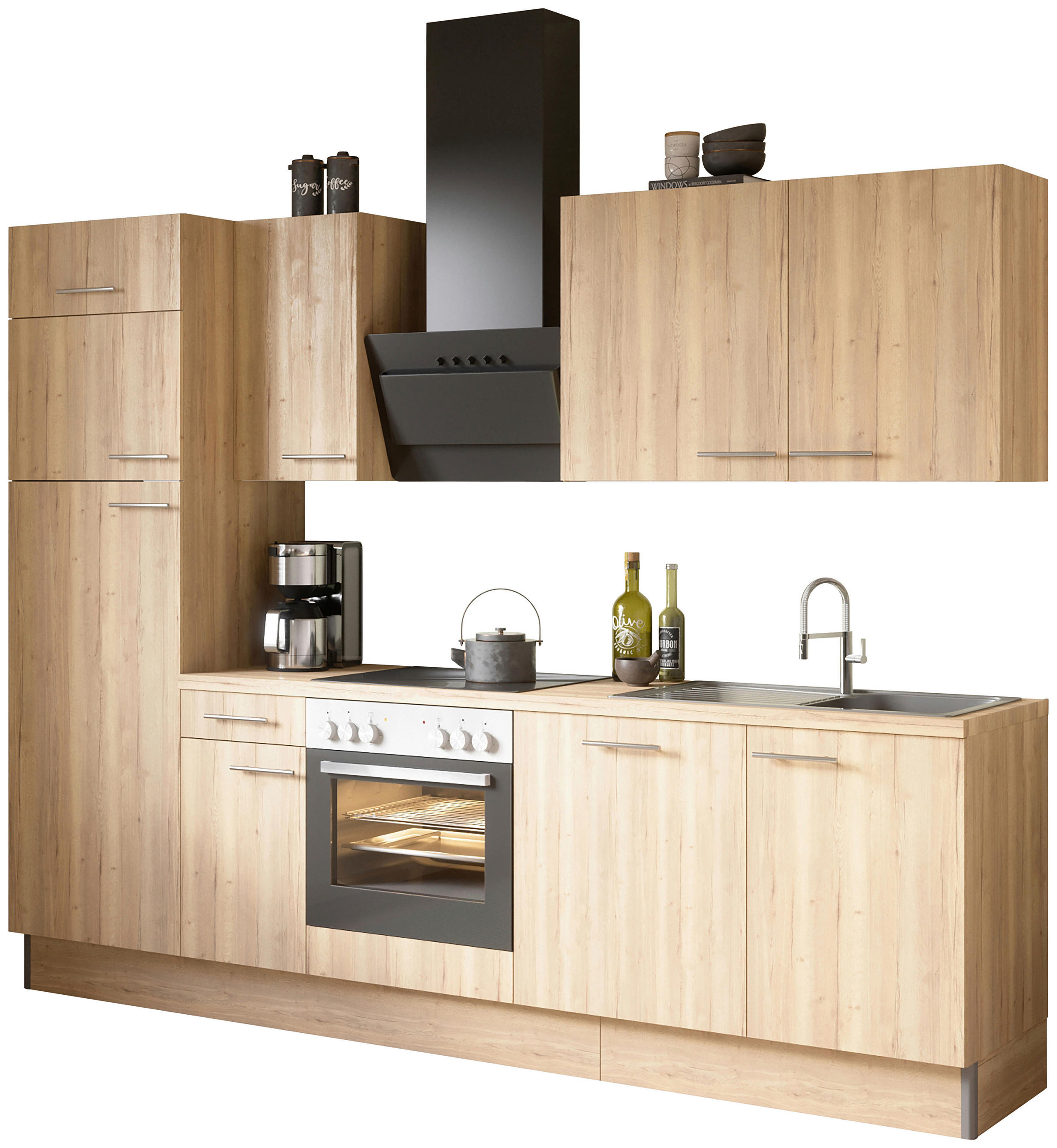 KÜCHENLEERBLOCK 270 cm   in Eichefarben  - Edelstahlfarben/Eichefarben, Basics, Holzwerkstoff/Metall (270cm) - Optifit