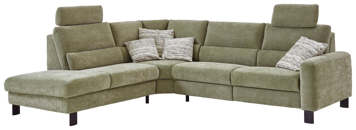 ECKSOFA Olivgrün Chenille  - Schwarz/Olivgrün, Design, Textil/Metall (248/285cm) - Beldomo Comfort