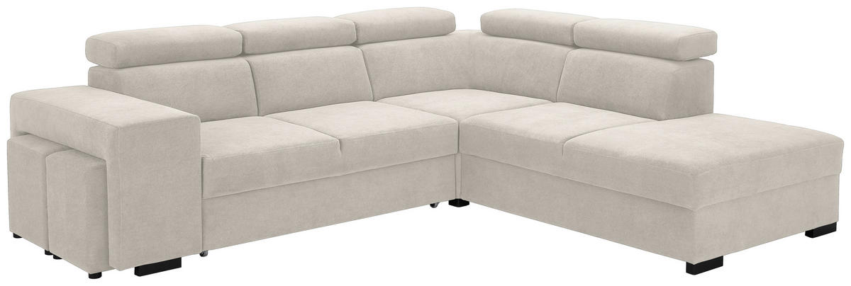 ECKSOFA Creme Webstoff  - Creme/Schwarz, KONVENTIONELL, Holz/Textil (283/244cm) - Carryhome