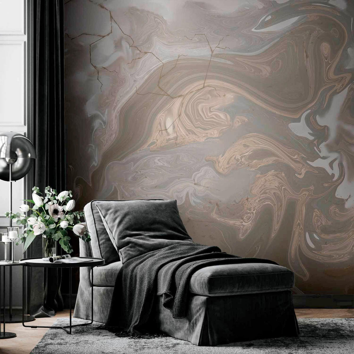 FOTOTAPETE  - Grau/Cappuccino, LIFESTYLE, Textil (450/315cm) - artgeist