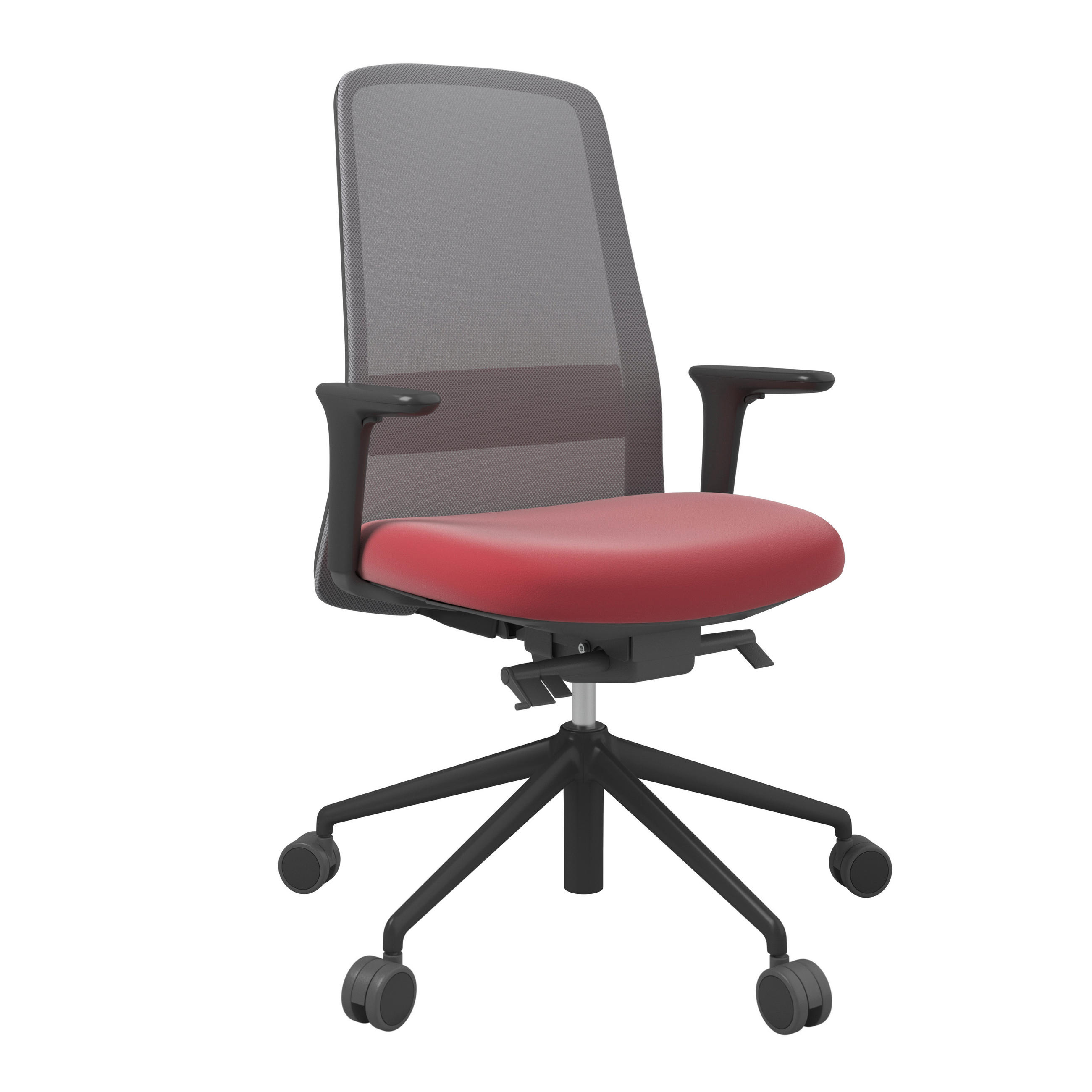 DREHSTUHL Lederlook Grau, Rot, Schwarz  - Rot/Schwarz, MODERN, Kunststoff/Textil (70/103-115/70cm)