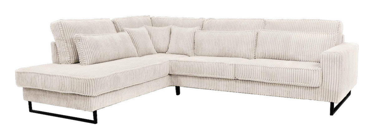 ROHOVÁ SEDAČKA, textil, kompozitní dřevo, krémová - černá/krémová, Konvenční, kov/kompozitní dřevo (284/253cm) - Livetastic