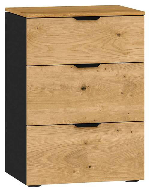 NACHTKÄSTCHEN in furniert Eiche Schwarz, Eichefarben - Eichefarben/Schwarz, Design, Holz/Holzwerkstoff (45/65/43cm) - Jutzler