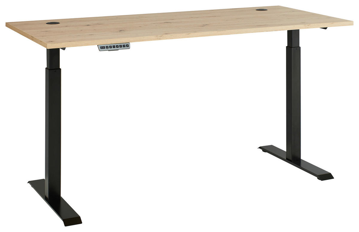 ÍRÓASZTAL 160/72/77 cm  - grafitszürke/Artisan tölgy, Modern, faalapú anyag/fém (160/72/77cm) - Voleo