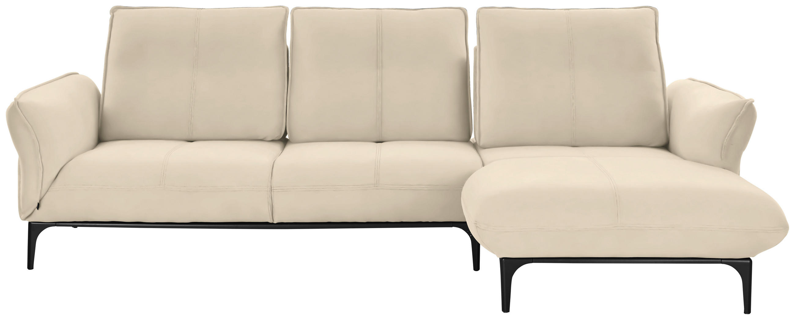 ECKSOFA in Echtleder Beige  277/182 cm  - Beige/Schwarz, Natur, Leder (277/182cm) - Valnatura
