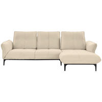 ECKSOFA in Echtleder Beige  277/182 cm  - Beige/Schwarz, Natur, Leder (277/182cm) - Valnatura