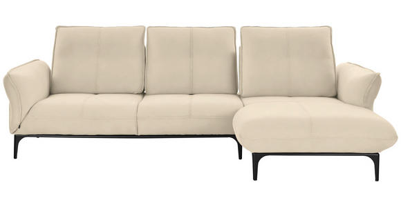 ECKSOFA in Echtleder Beige  - Beige/Schwarz, Natur, Leder (277/182cm) - Valnatura