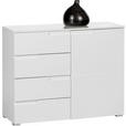 KOMMODE Spice, 100/80/40 cm, 4 Schublade(n)  - Weiß Hochglanz/Silberfarben, Design, Holzwerkstoff/Kunststoff (100/80/40cm) - Carryhome